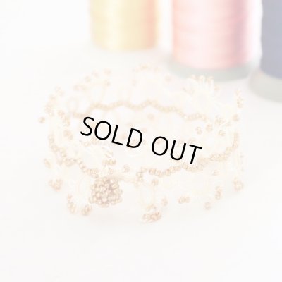 画像1: LACE ブレスレット「レース」ホワイト＆ゴールド