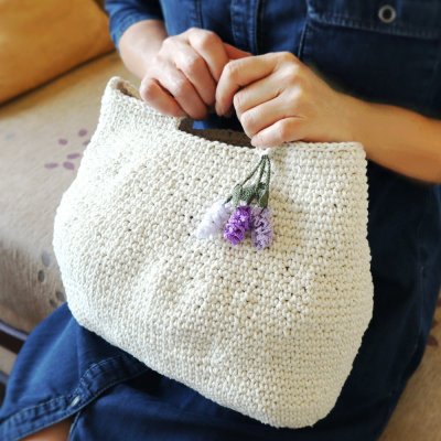 画像5: MACRAME マクラメバッグ「ラベンダー」エクル