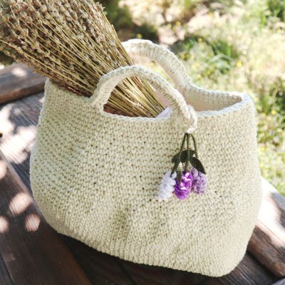 画像1: MACRAME マクラメバッグ「ラベンダー」エクル