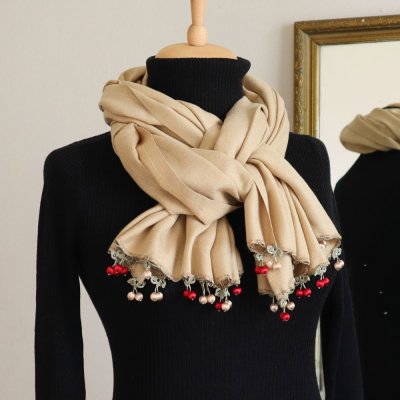 画像4: CHERRY パシュミナストール「チェリー」カフェオレ