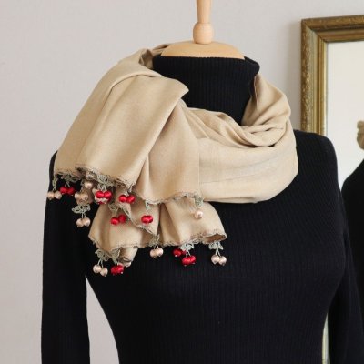 画像3: CHERRY パシュミナストール「チェリー」カフェオレ