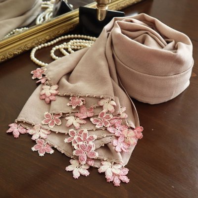 画像5: SAKURA  パシュミナストール「桜」サンドベージュ