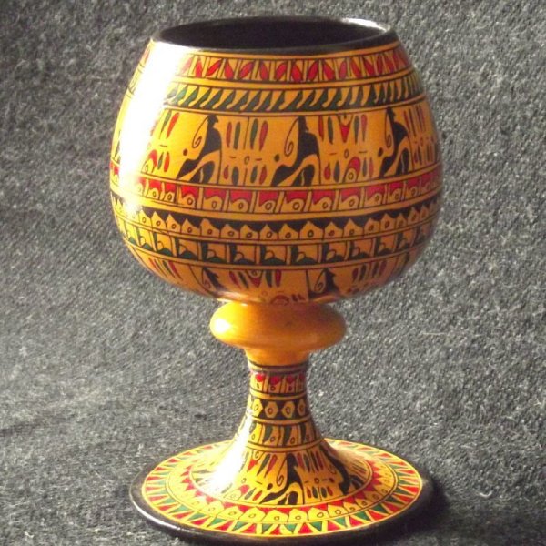 画像2: ヒッタイト柄ワインカップ（大）イエロー 送料込み (2)