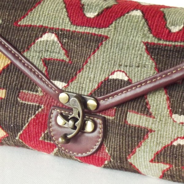 画像2: キリム＆レザー　ショルダーバック（大） (2)