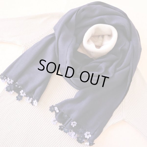 画像5: MARY パシュミナストール「マリー」ネイビーブルー (5)