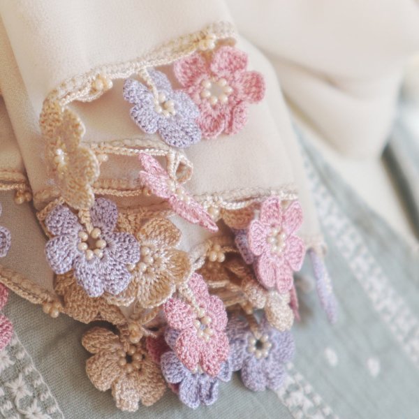 画像3: MARY シフォンストール「マリー」クリーム・ベージュ (3)