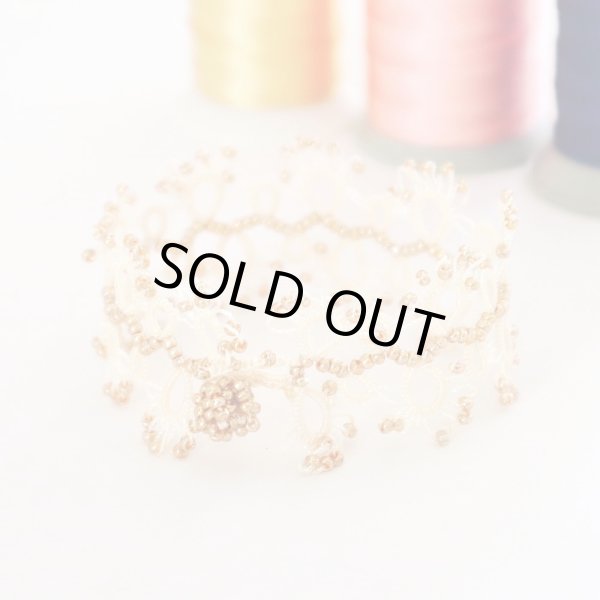 画像1: LACE ブレスレット「レース」ホワイト＆ゴールド (1)