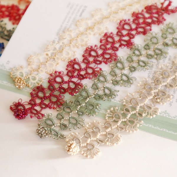 画像3: LACE ブレスレット「レース」カーキ&シルバー (3)