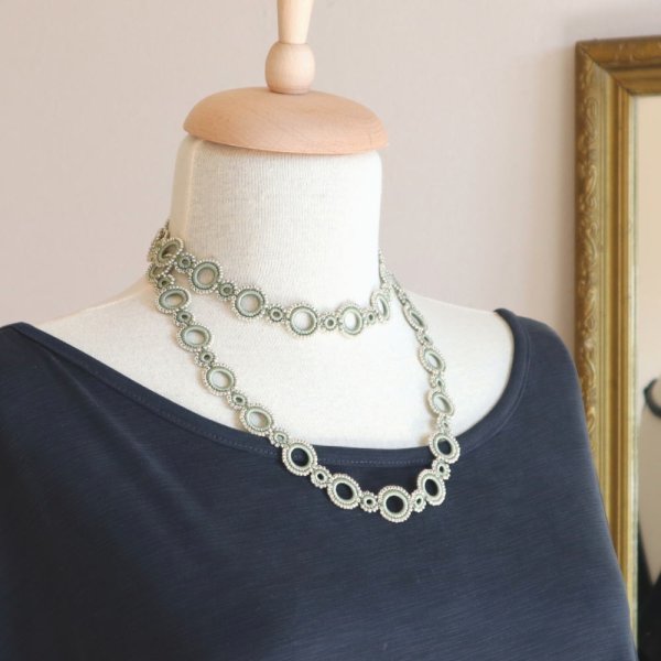 画像5: RING ラリエット「リング」カーキ&シルバー (5)