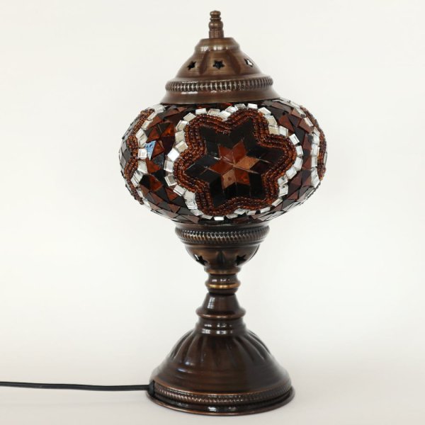 画像4: モザイクランプ デスクタイプ（大）「ブラウンスター」送料込み (4)
