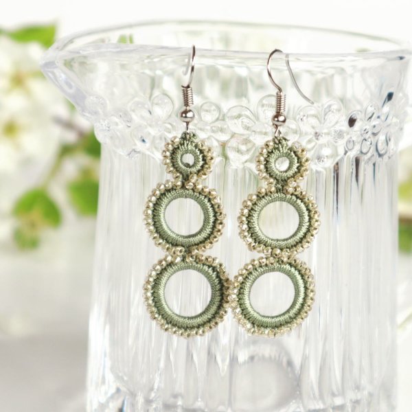 画像2: RING ピアス「リング」カーキ&シルバー (2)