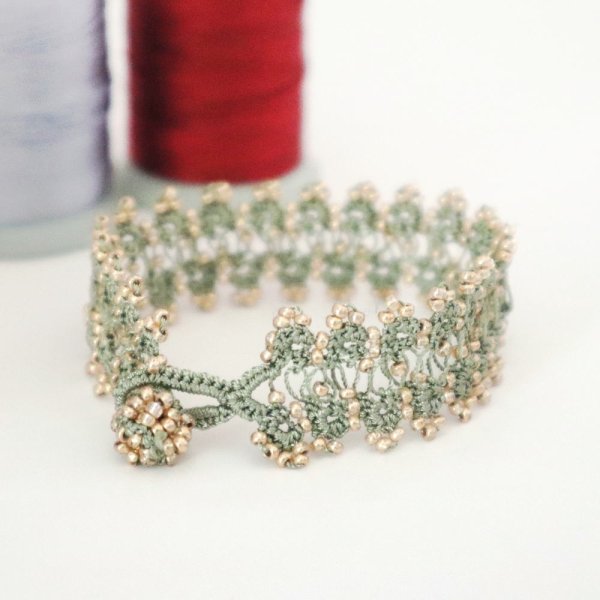 画像2: CROWN ブレスレット「クラウン」カーキ&ゴールド (2)