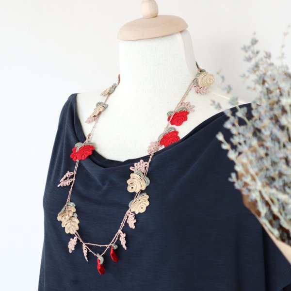 画像5: ROSE ラリエット「ローズ・クラシック」レッド&ゴールド (5)