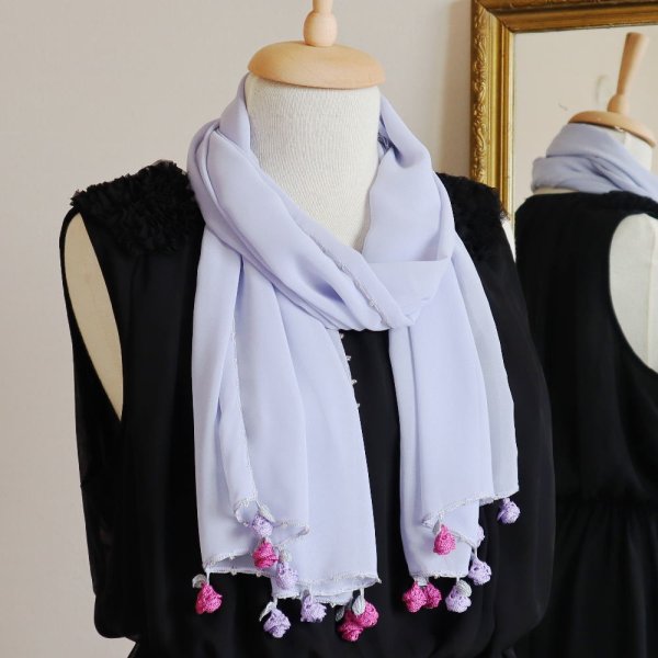 画像4: ROSE 【Made to order 受注制作】シフォンストール「ローズ」ペール・アイリス (4)