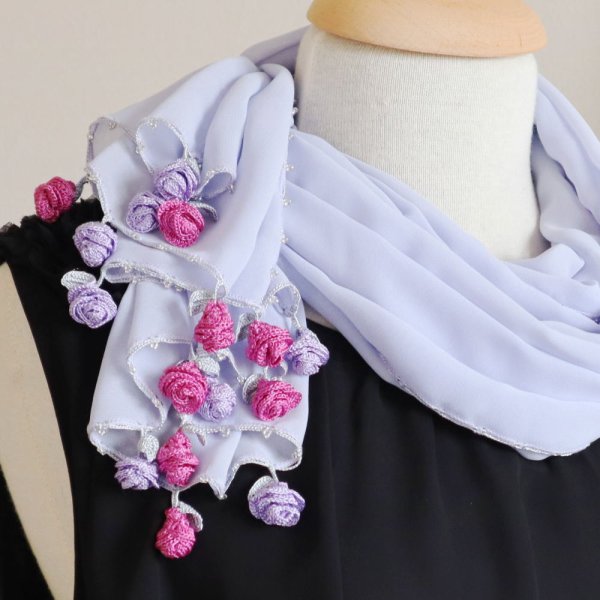 画像1: ROSE 【Made to order 受注制作】シフォンストール「ローズ」ペール・アイリス (1)