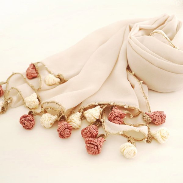 画像5: ROSE 【Made to order 受注製作】シフォンストール「ローズ」クリームベージュ (5)