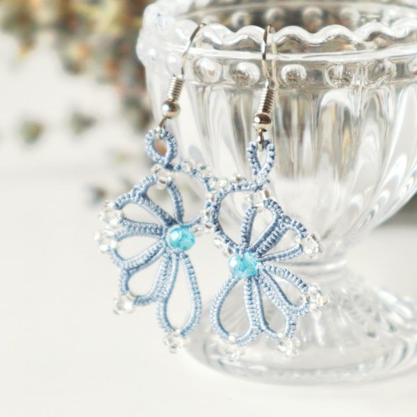 画像2: WING ピアス「ウイング」ブルーグレー (2)