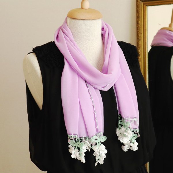 画像4: Flower of WIND シフォンストール「風の花」ラベンダー (4)