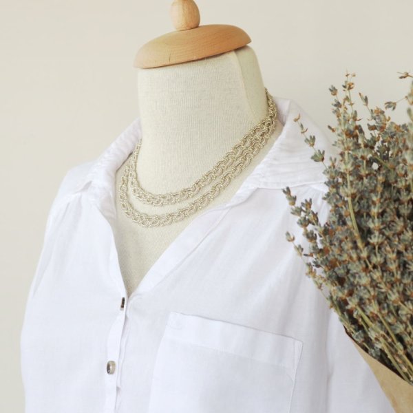 画像2: RIVIERE ラリエット「リヴィエール」ベージュ＆シルバー (2)