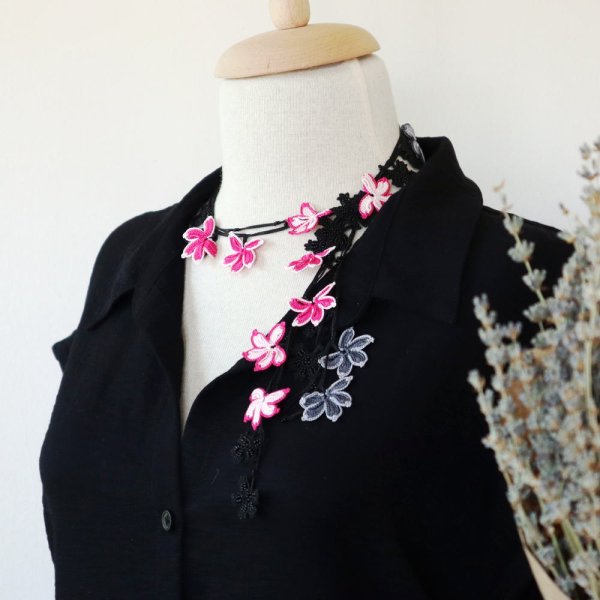 画像2: WINDMILL ラリエット「ウィンドミル」ブラック&ピンク (2)