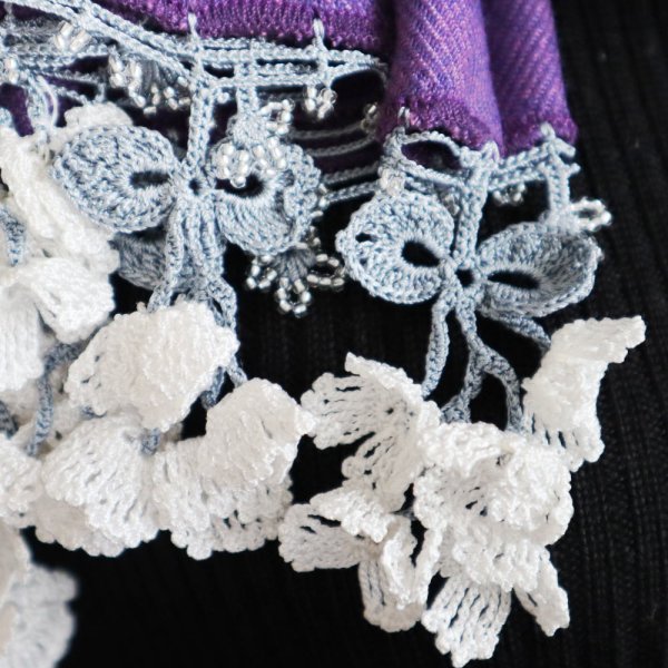 画像3: Flower of WIND 【Made to order 受注製作】パシュミナストール「風の花」ヴァイオレット (3)