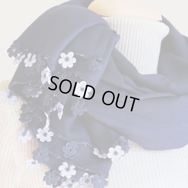 画像1: MARY パシュミナストール「マリー」ネイビーブルー (1)