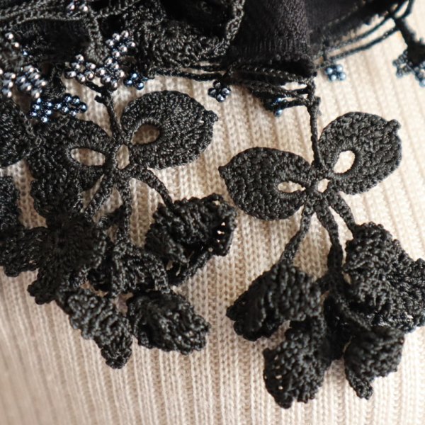 画像3: Flower of WIND パシュミナストール「風の花」ブラック (3)