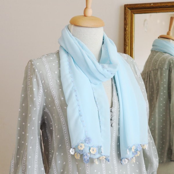 画像4: MARY シフォンストール「マリー」ベビーブルー (4)