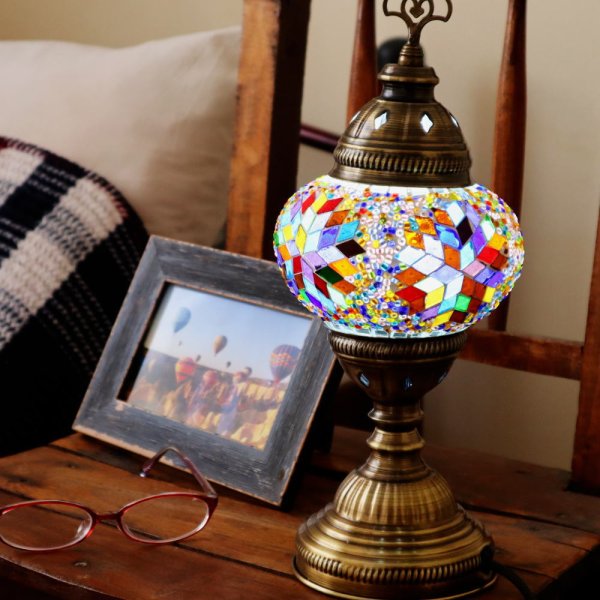 画像2: モザイクランプ デスクタイプ(中)「ミックス」送料込み (2)