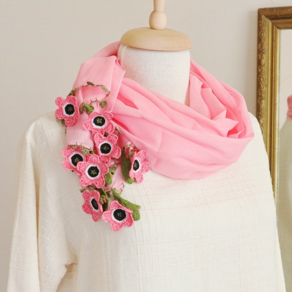 画像2: 【Limited available 数量限定】3D flowers コットンストール「アネモネ」チェリーピンク (2)