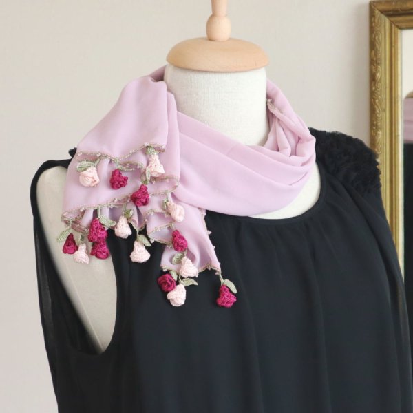 画像2: ROSE 【Made to order 受注製作】シフォンストール「ローズ」フォギー・ローズ (2)