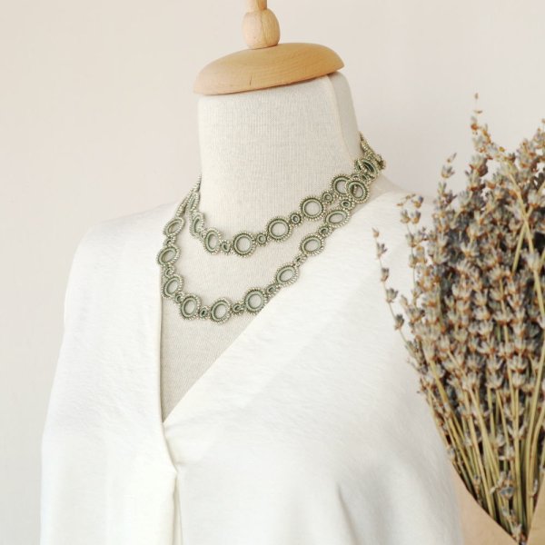 画像2: RING ラリエット「リング」カーキ&シルバー (2)