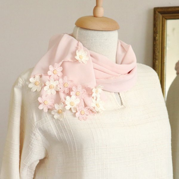 画像2: DAISY 【Made to order 受注制作】シフォンストール「デイジー」ベビーピンク (2)