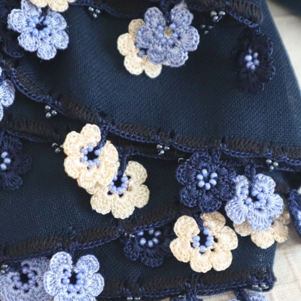 画像3: MARY 【Made to order 受注制作】薄手パシュミナストール「マリー」ネイビーブルー (3)