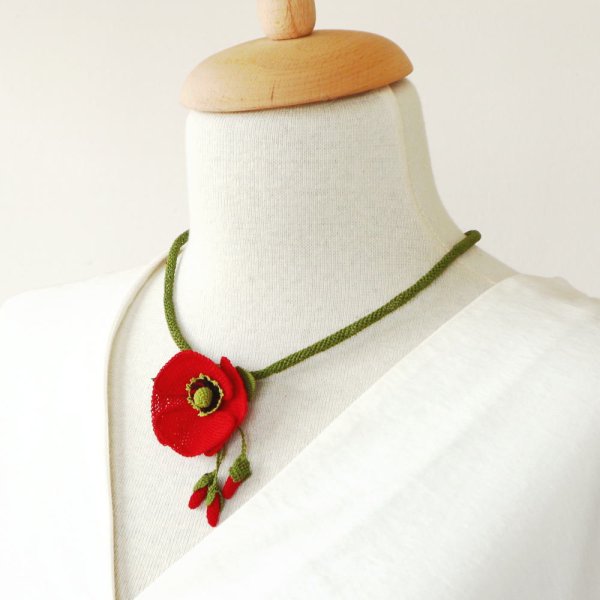 画像2: POPPY ネックレス「ポピー」スカーレット (2)