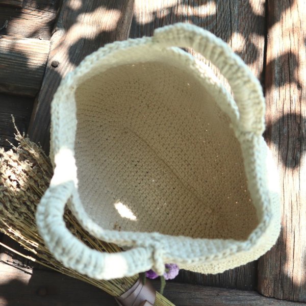 画像4: MACRAME マクラメバッグ「ラベンダー」エクル (4)