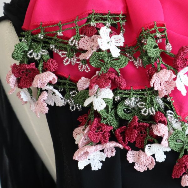 画像3: Flower of WIND シフォンストール「風の花」ベリーピンク (3)