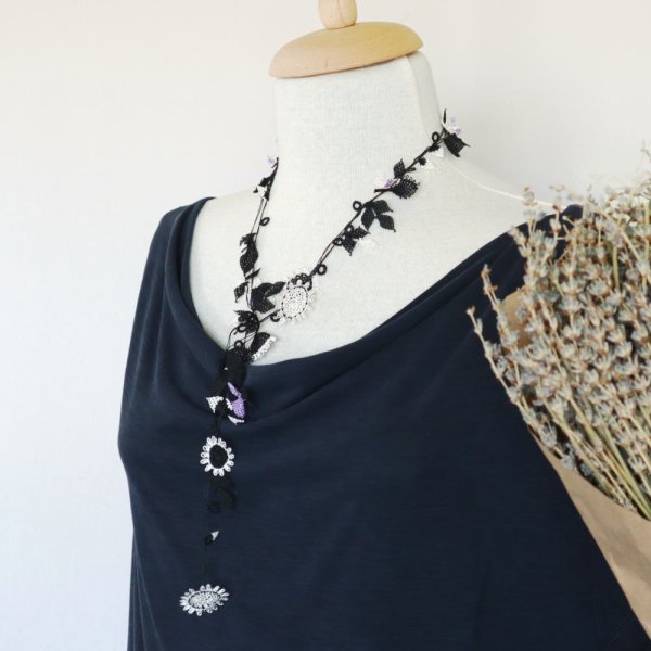 画像5: OUTLET ラリエット「ひまわり」モノトーン (5)