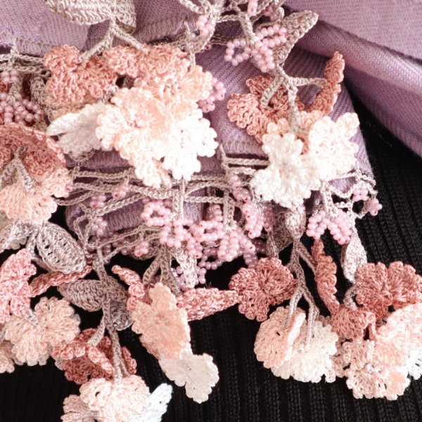 画像3: Flower of WIND 【Made to order 受注制作】パシュミナストール「風の花」アンティーク・モーブ (3)