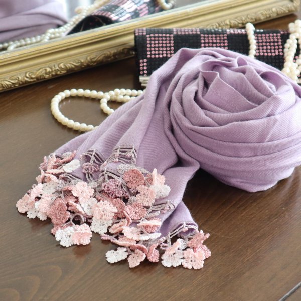 画像5: Flower of WIND 【Made to order 受注制作】パシュミナストール「風の花」アンティーク・モーブ (5)