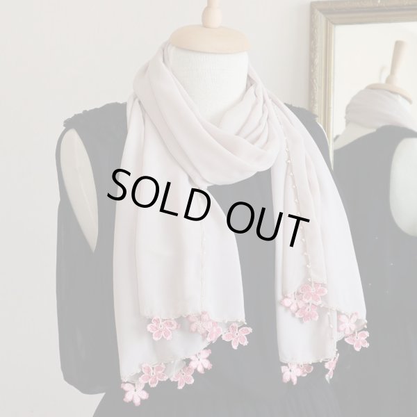 画像4: SAKURA  シフォンストール「桜」サンドベージュ (4)