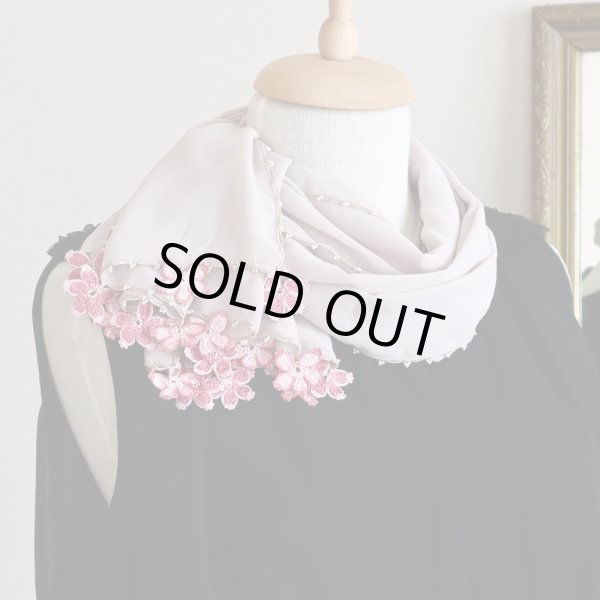 画像2: SAKURA  シフォンストール「桜」サンドベージュ (2)