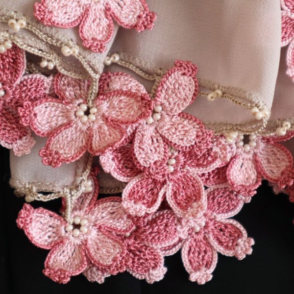 画像3: SAKURA  シフォンストール「桜」サンドベージュ (3)