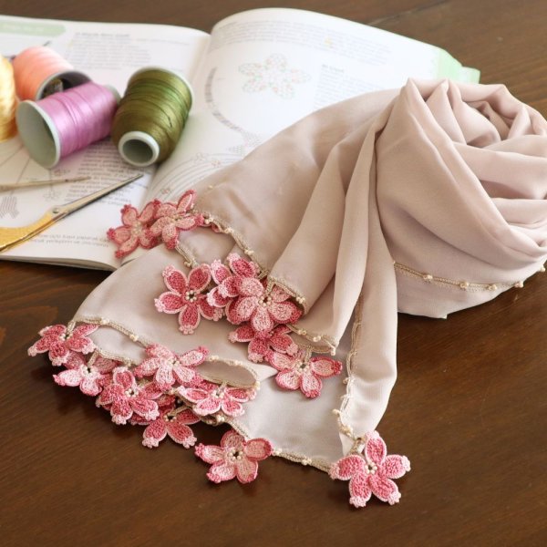 画像5: SAKURA  シフォンストール「桜」サンドベージュ (5)