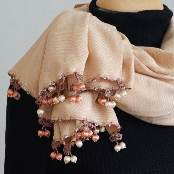 画像1: CHERRY パシュミナストール「チェリー」ミルクティ (1)